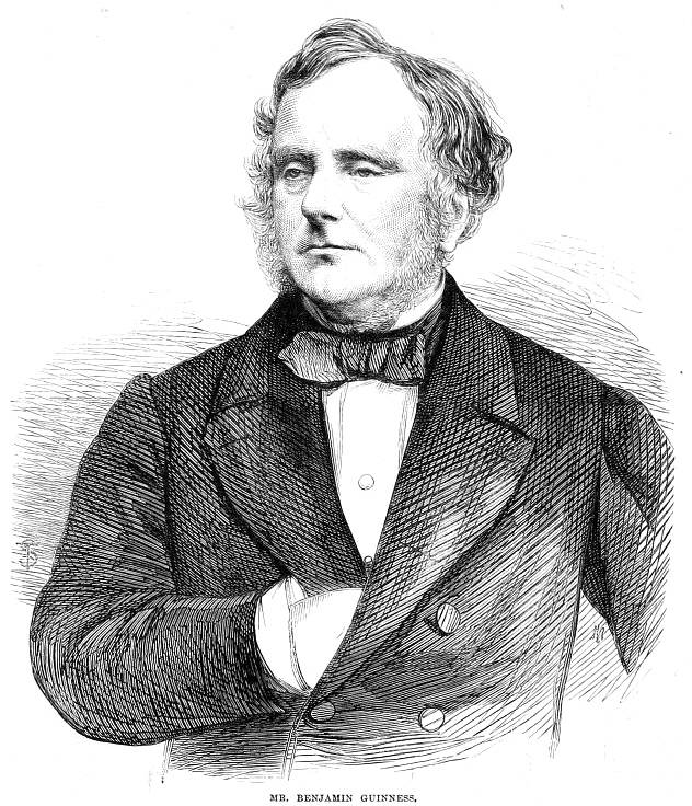Portráid Benjamin Lee Guinness in The Illustrated London News, an 4 Márta 1865. Fearann poiblí.